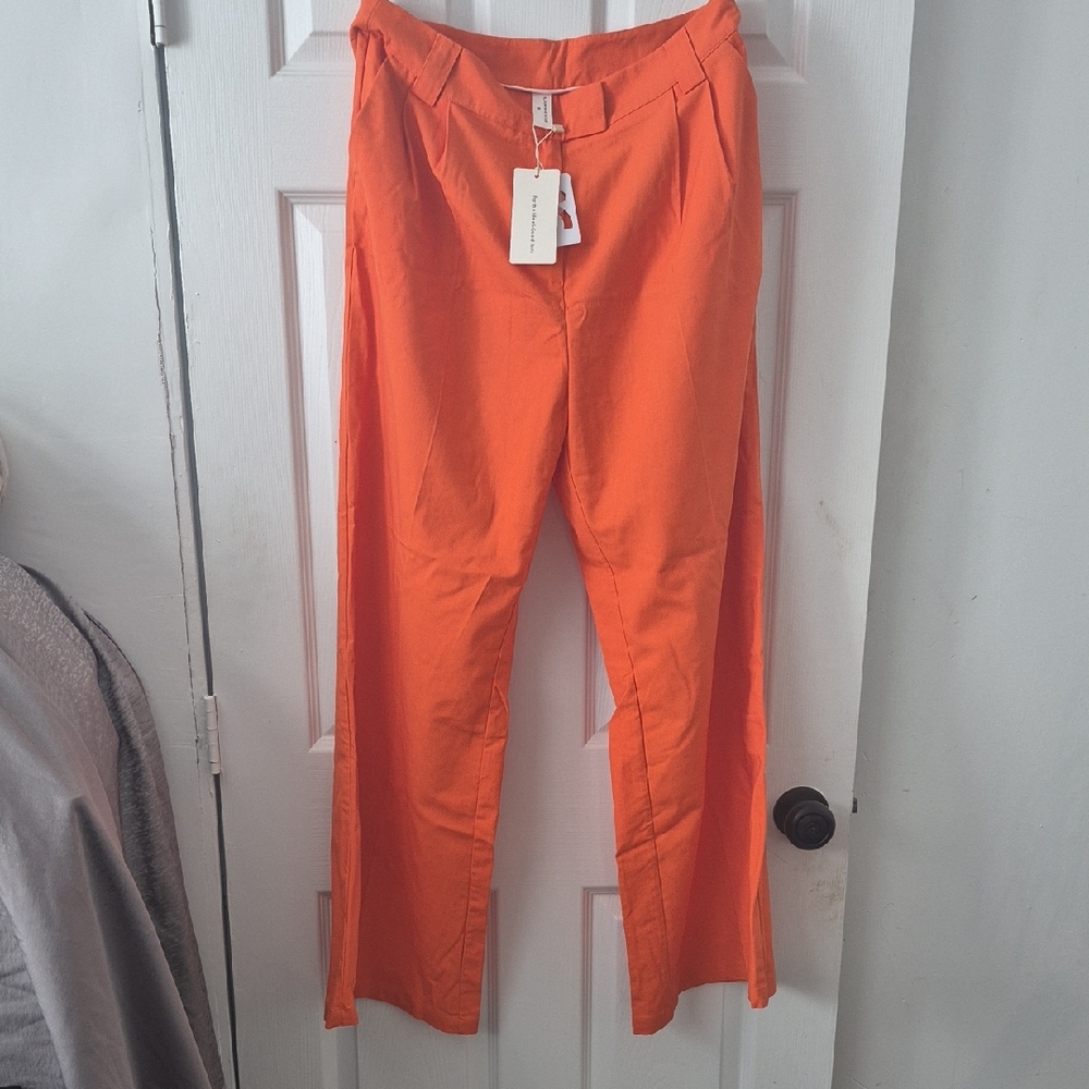Commense Orange High-Waisted Wide Leg Pants – XL – New With Tags